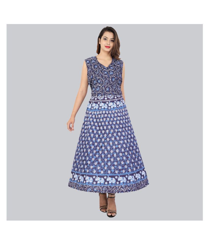     			Rangun Cotton Blue Regular Dress