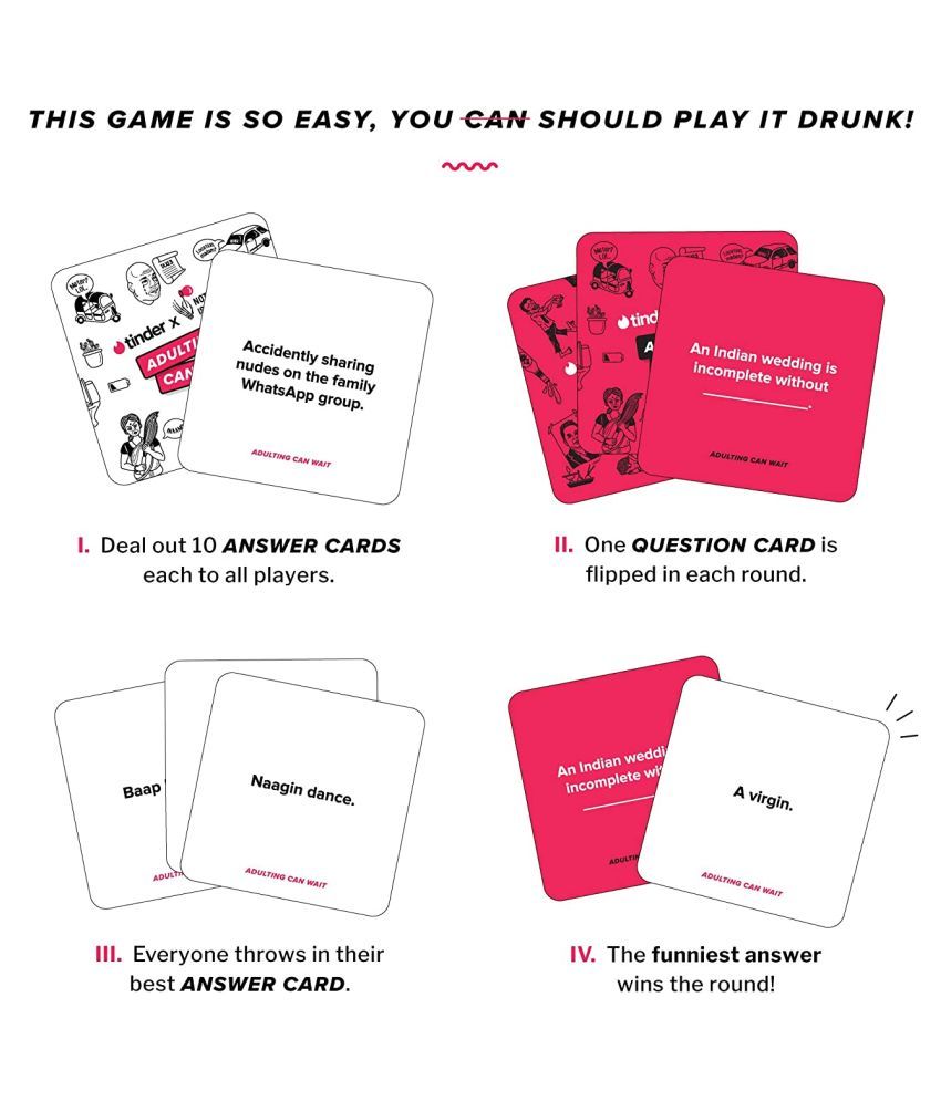 Tinder X Adulting Can Wait Card Game For Adults 18 Plus Buy Tinder X Adulting Can Wait Card Game For Adults 18 Plus Online At Low Price Snapdeal