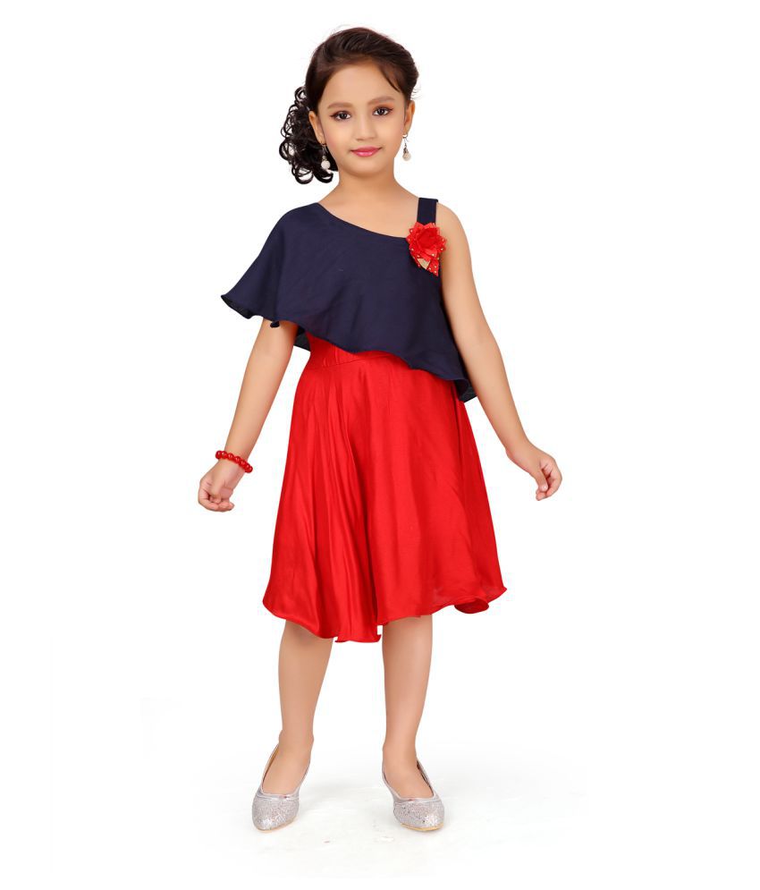 Aarika - Navy Blue Cotton Girl's Fit And Flare Dress ( Pack of 1 ...