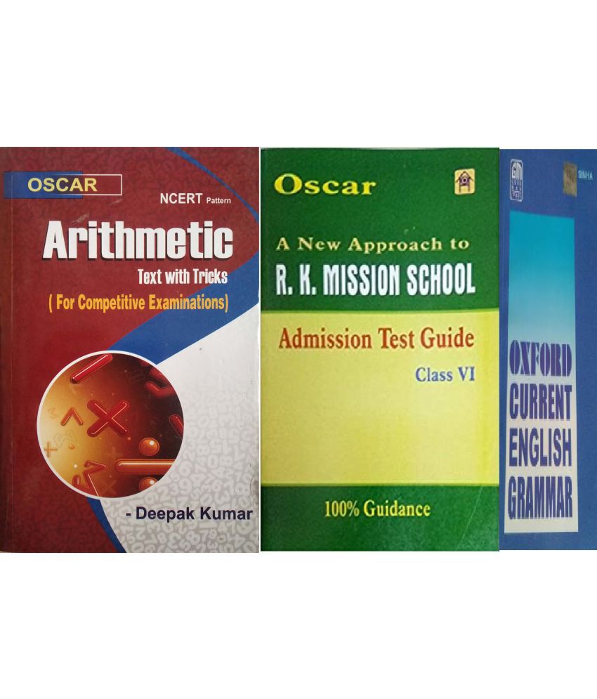     			Oscar A New Approach To R. K. Mission School Admission Test Guide Class-6  (Paperback, NO) , COMBO WITH OSCAR ARITHMETIC,OSCAR ENLISH GRAMMAR AND  OSCAR MATH FORMULAE ( ALL 4 EXAM KIT COMBO)