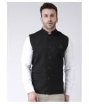 Hangup Black Polyester Blend Nehru Jacket