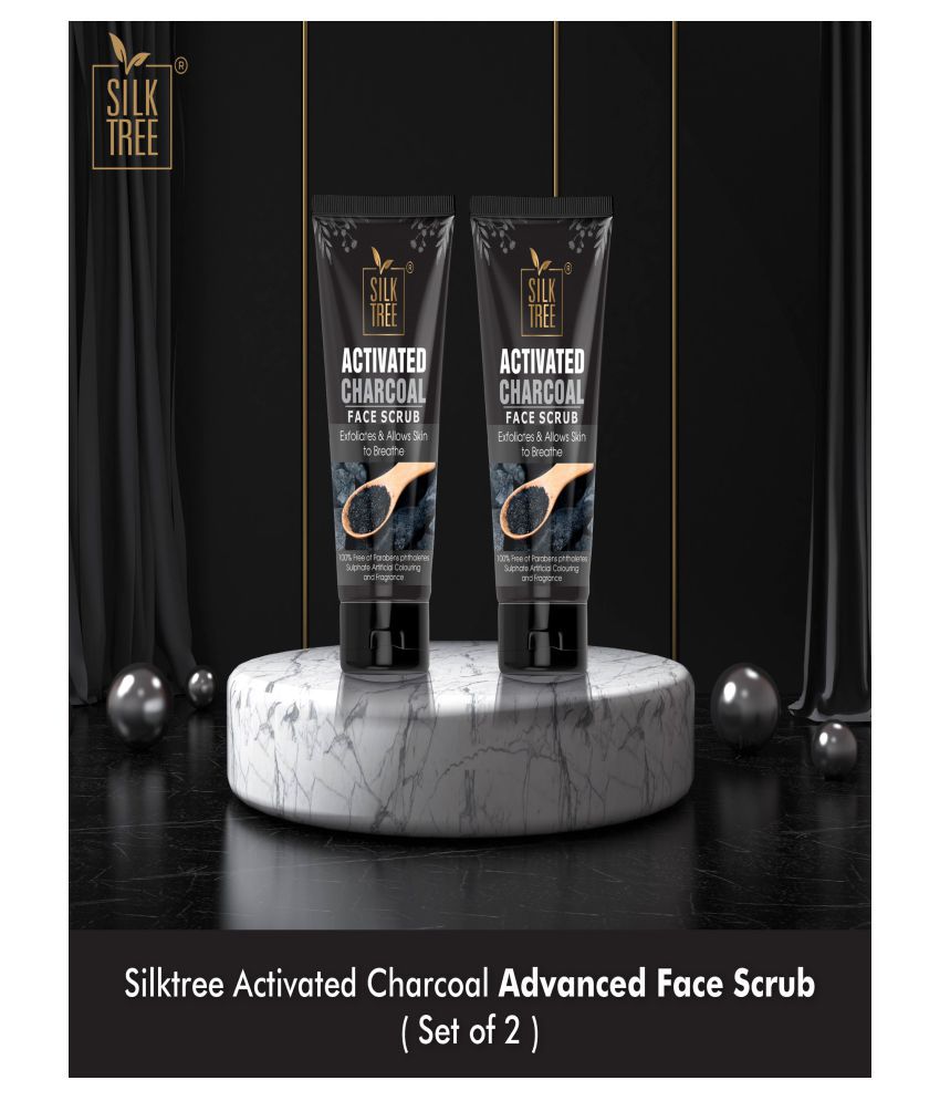 SILKTREE Activated Charcoal Face Scrub & Exfoliators 65 gm Pack of 2