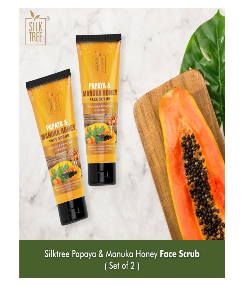 SILKTREE Papaya & Manuka Honey Face Scrub & Exfoliators 65 gm Pack of 2