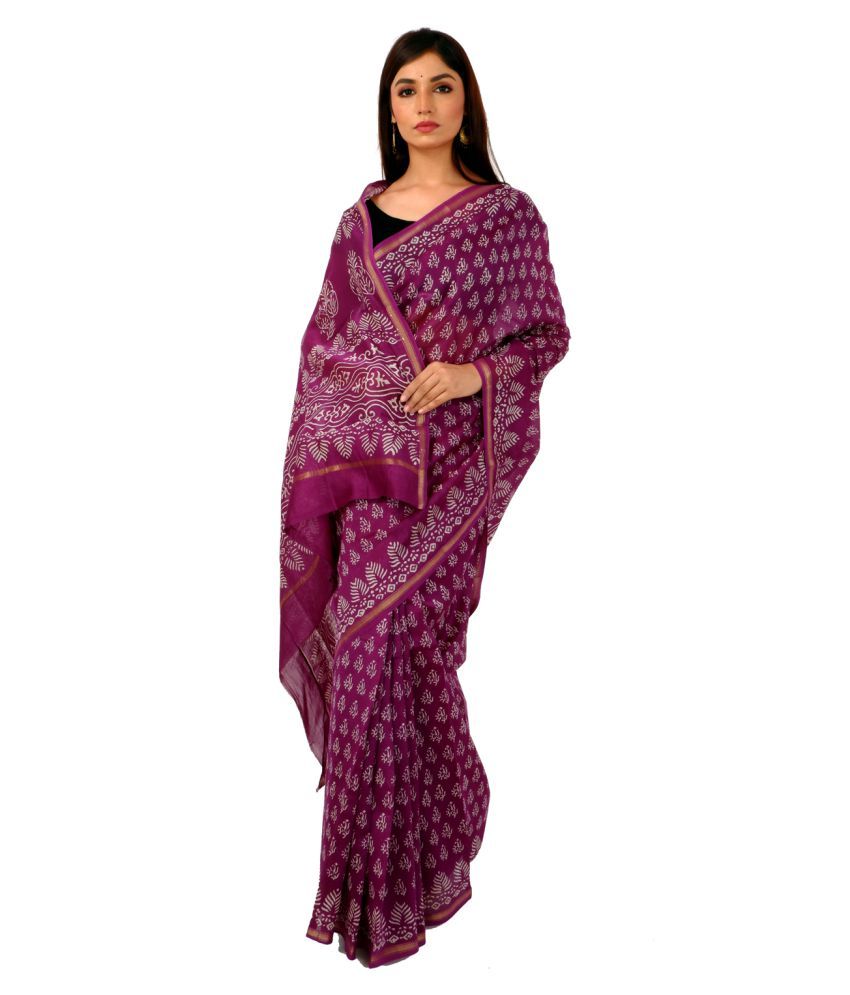 Shivanya Handicrafts Purple Chanderi Saree - Buy Shivanya Handicrafts Purple Chanderi Saree 