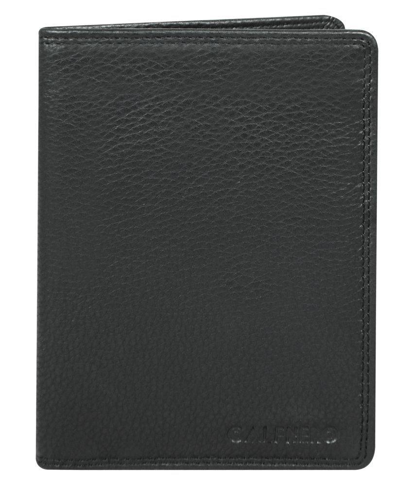     			Calfnero Leather Black Passport Holder