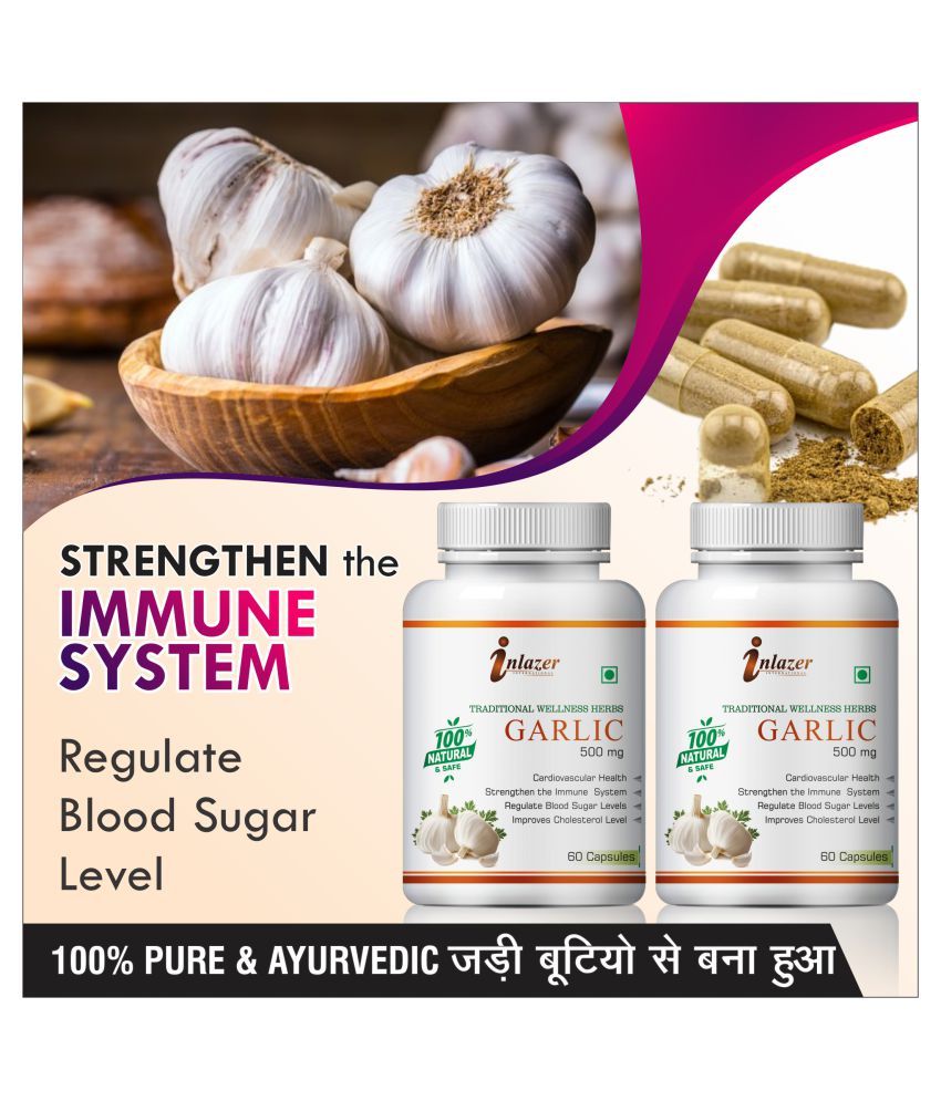 Inlazer Garlic regulate blood sugar level Capsule 120 no.s Pack Of 2