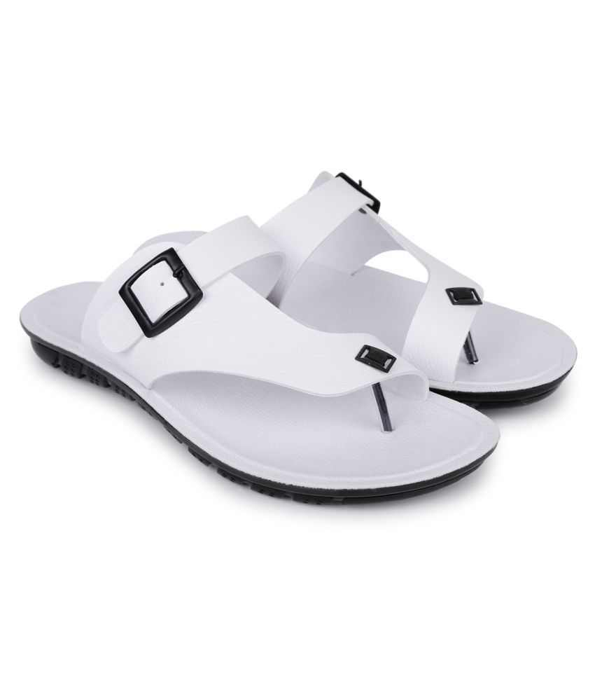     			SapSon White Leather Slippers