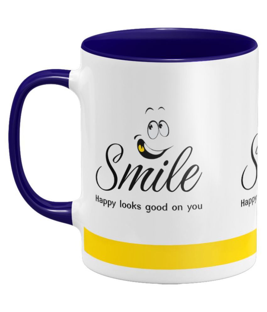 Yoursy Smile Mug-02db Ceramic Coffee Mug 1 Pcs 350 mL: Buy Online at ...