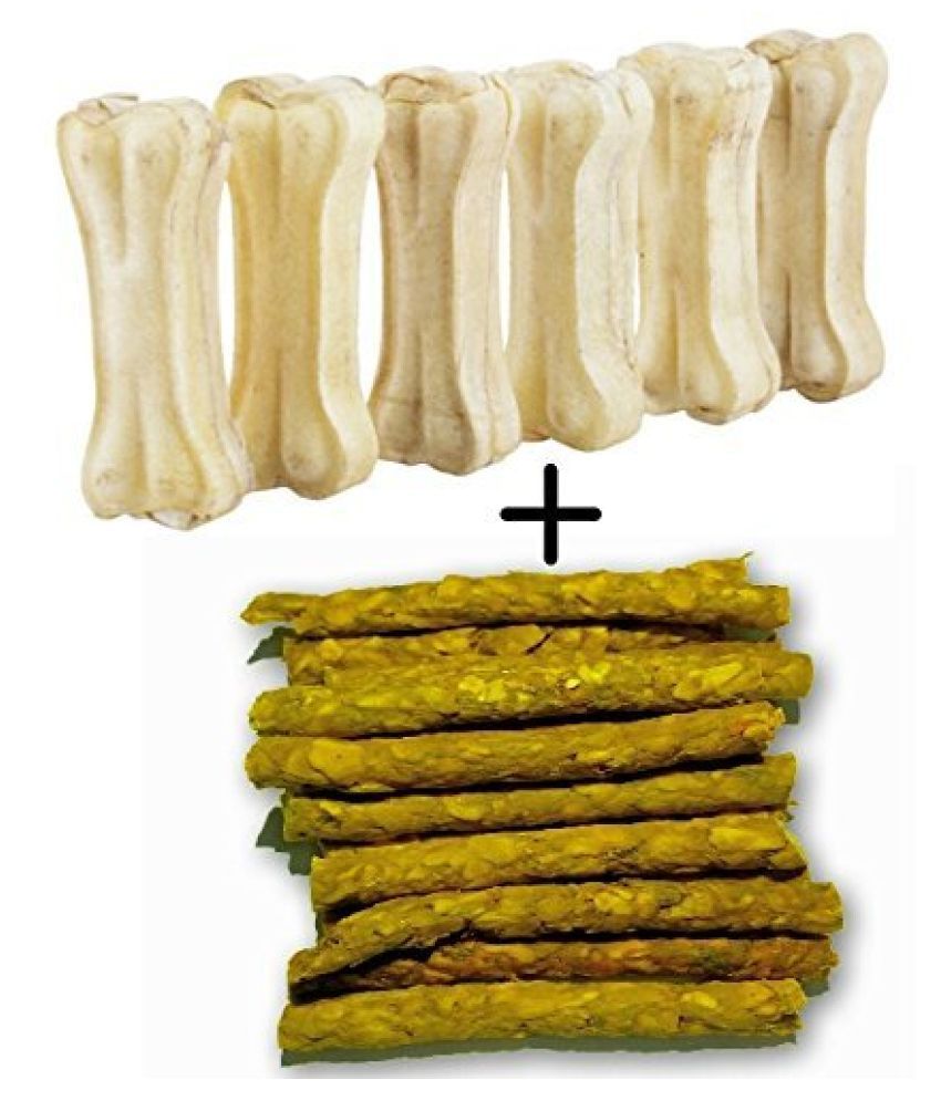 Dog Bone 3 inches - Pack of 6 Bones + Chicken Chew Munchy BarkSticks, 150 g