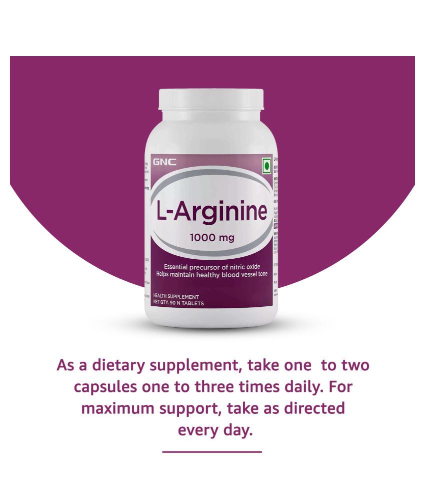 GNC LArginine 1000 mg 90 Caplets 90 no.s Buy GNC LArginine 1000 mg