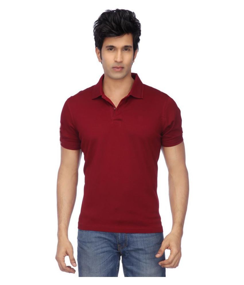     			KETEX Polyester Cotton Maroon Plain Polo T Shirt