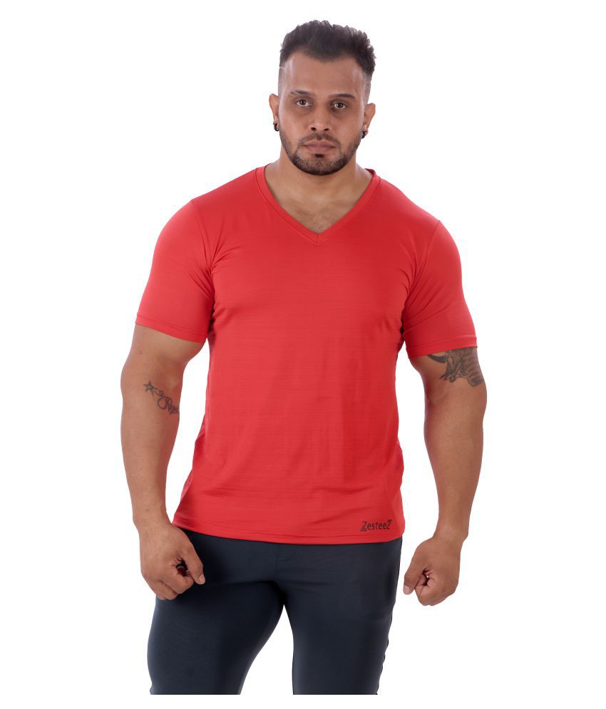 Zesteez Red Polyester Lycra T-Shirt Single Pack