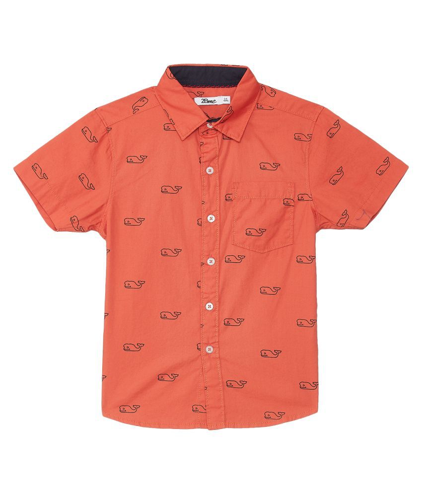 2Bme Kids Boys Orange Printed Casual Shirt - Buy 2Bme Kids Boys Orange ...
