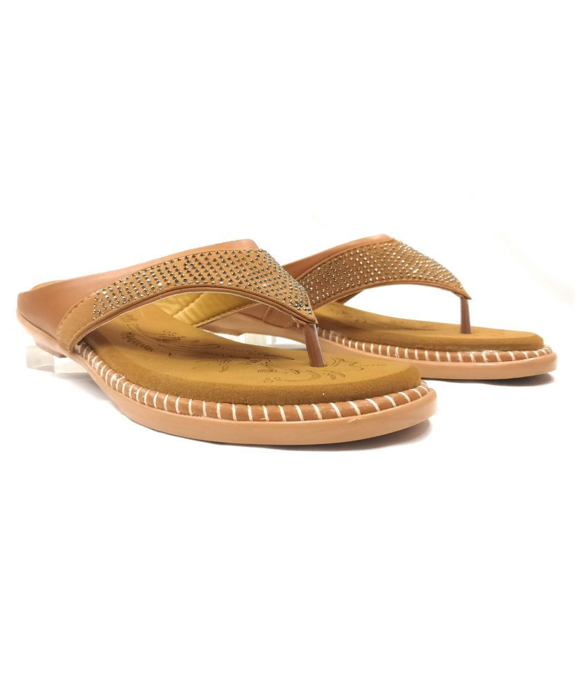 ladies tan slippers