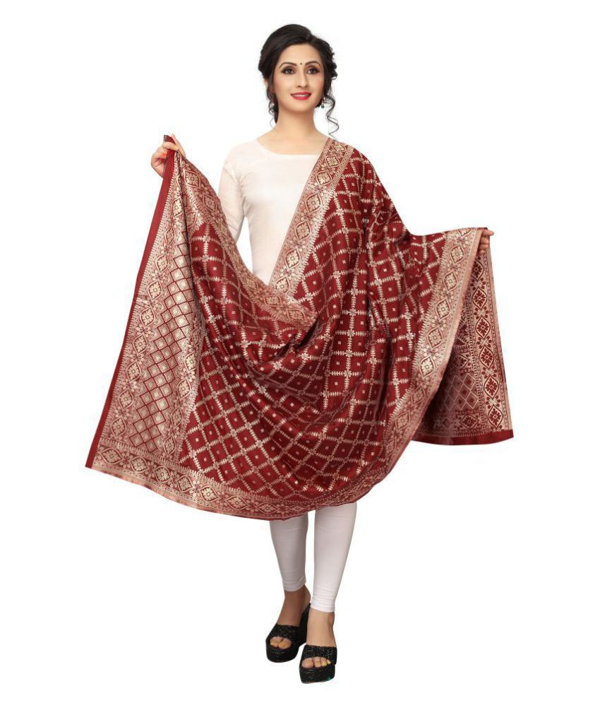 maroon gown with dupatta