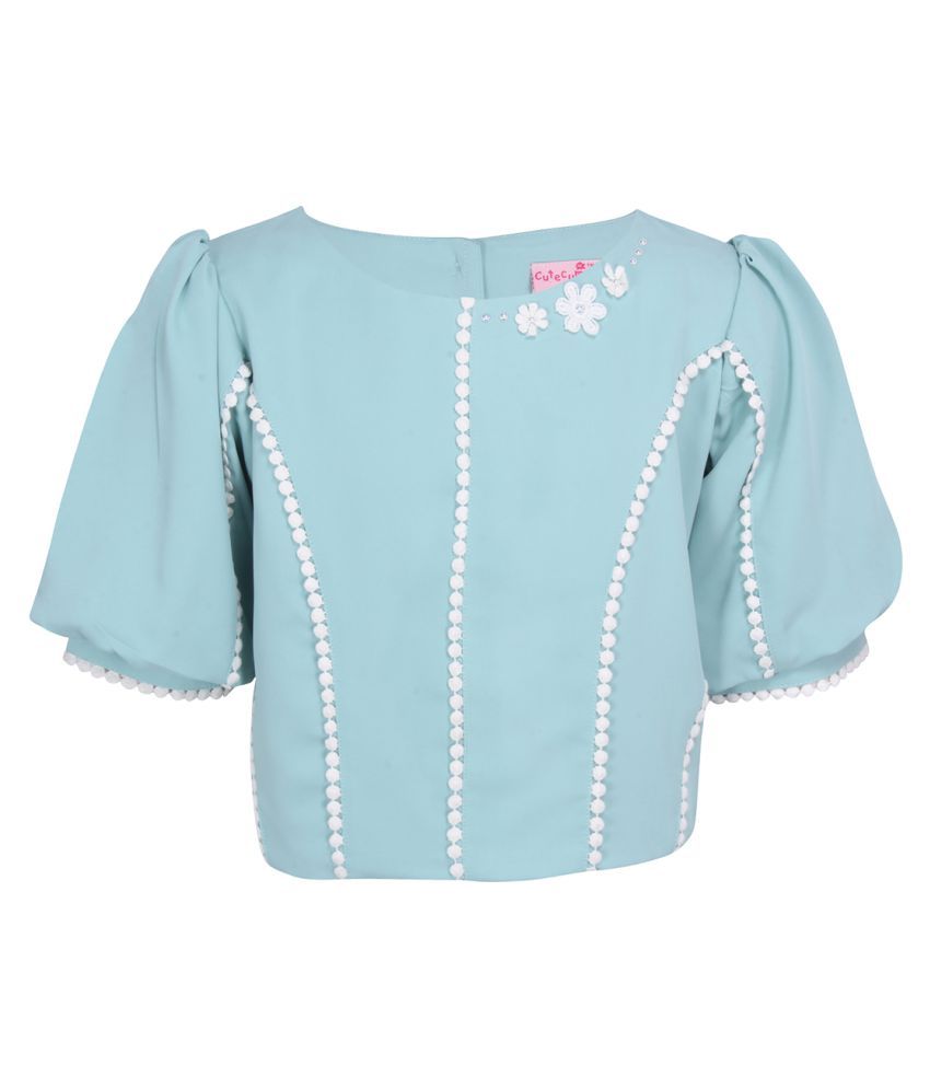 Cutecumber Partywear solid Short Sleeves Top