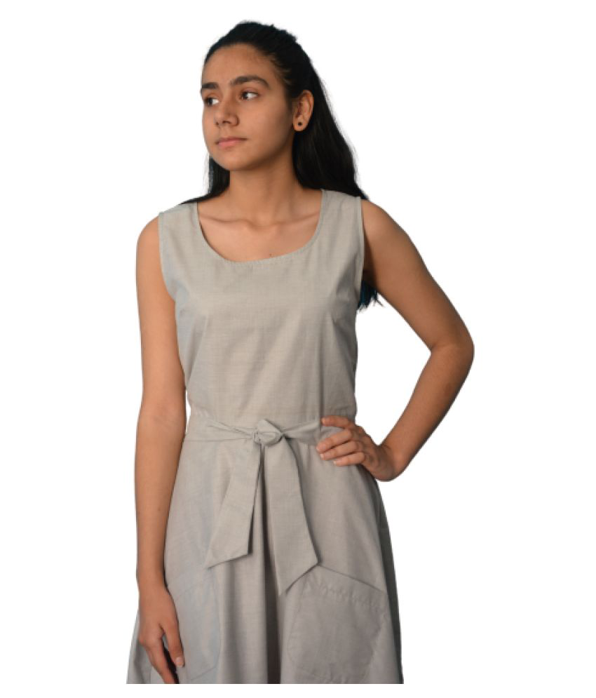 Fabbliss Cotton Grey Fit And Flare Dress - Buy Fabbliss Cotton Grey Fit ...