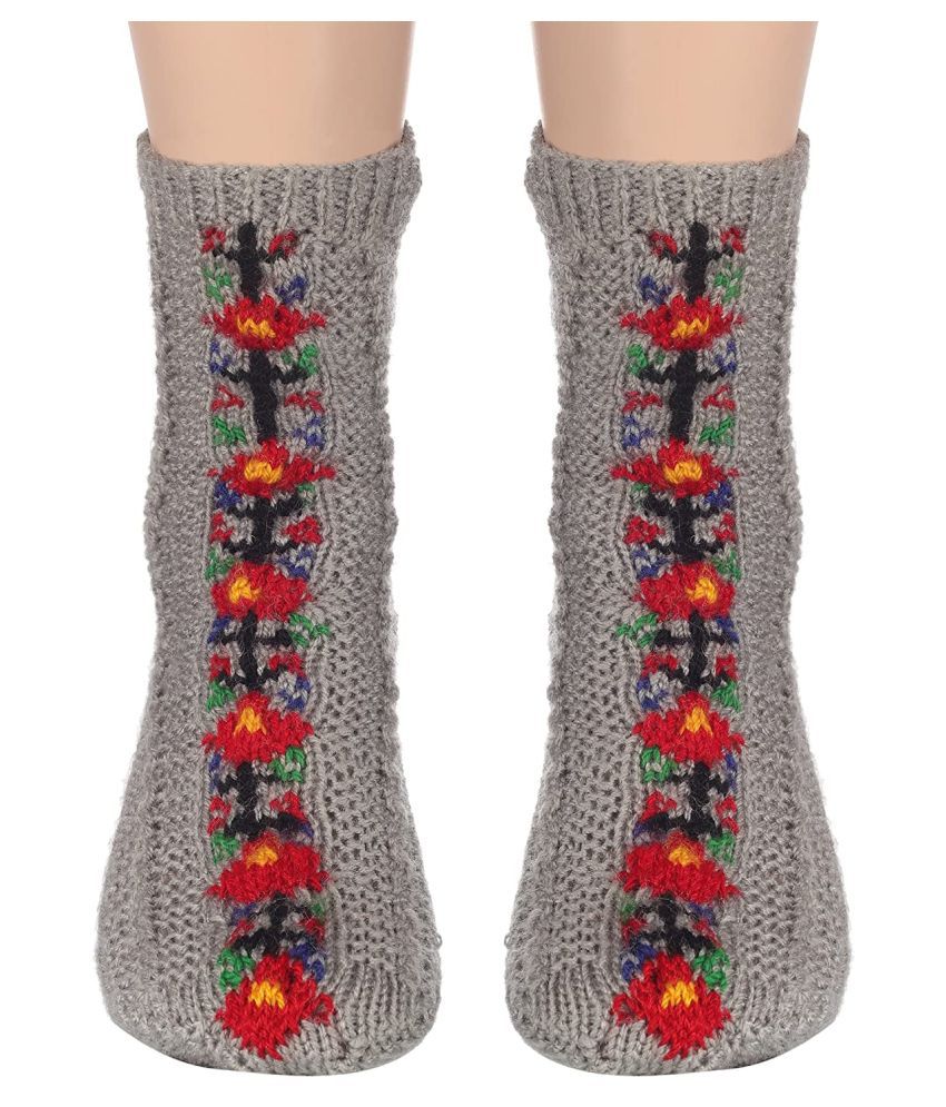     			KC Store - Light Grey Woollen  Women's Ankle Length Socks ( Pack of 1 )