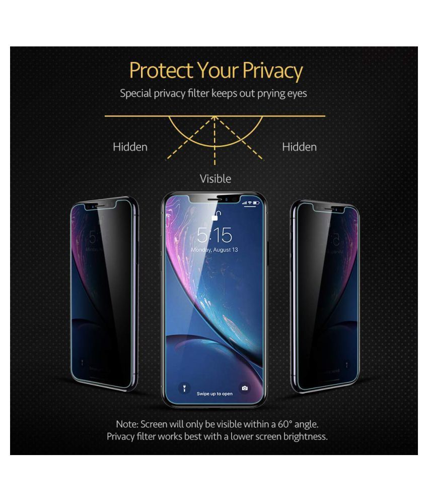 Apple iPhone XR Privacy Screen Guard By Accworld - Plain Screen Guards ...