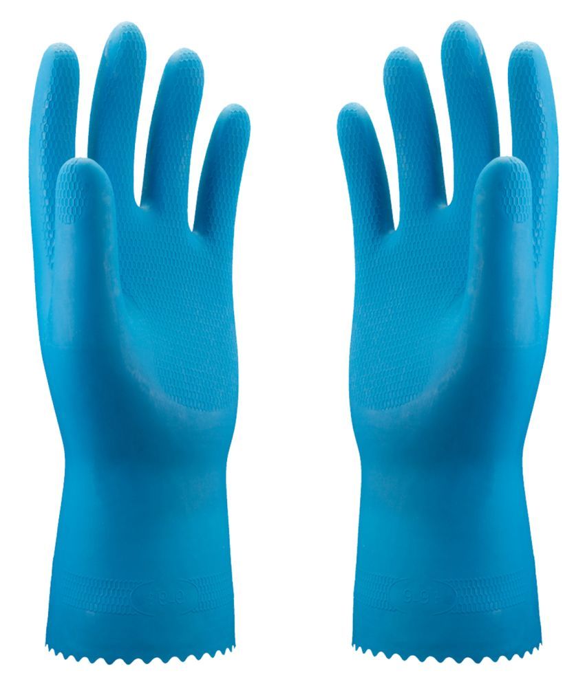 SHOPOLINE Washing Gloves Rubber Cleaning Glove 1 Pair Blue. Buy
