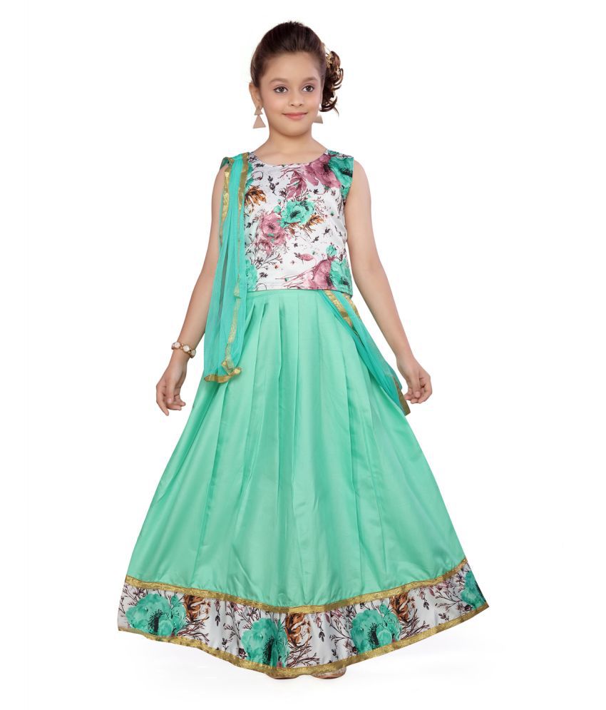 Aarika Girl's white coloured Ethnic Wear Lehenga Choli and Attached Dupatta with...