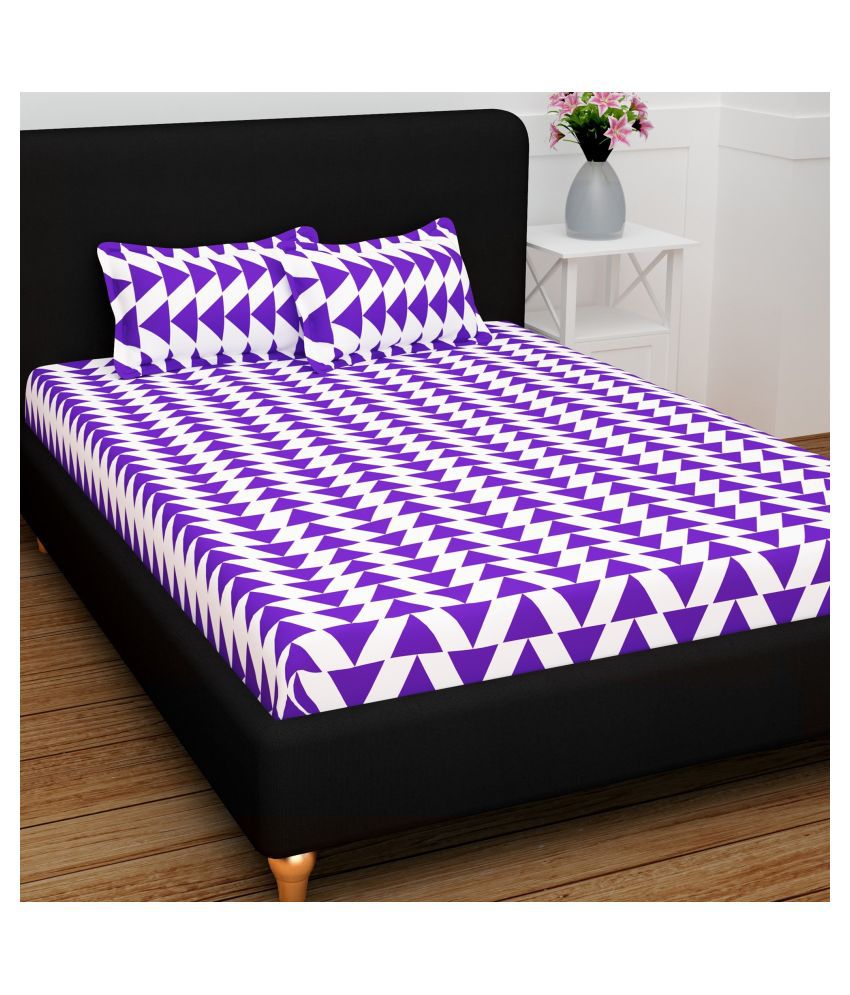     			Story@Home - Purple Cotton Double Bedsheet with 2 Pillow Covers