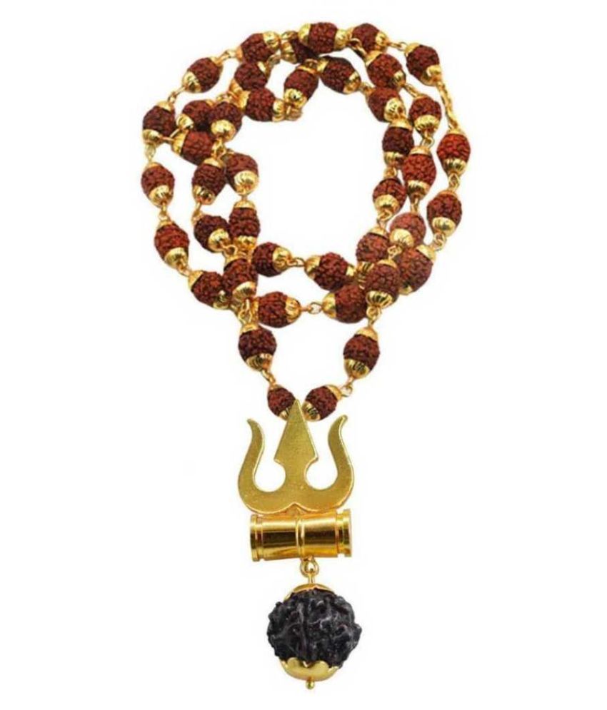     			Rudraksha Golden Cap Mala With Damru Locket, , 100% Original and Very Rare Collection