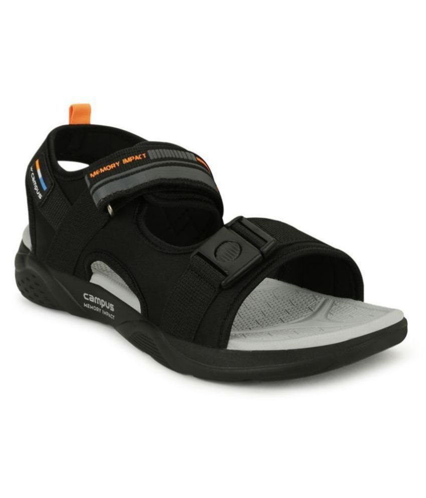     			Campus Black Synthetic Floater Sandals