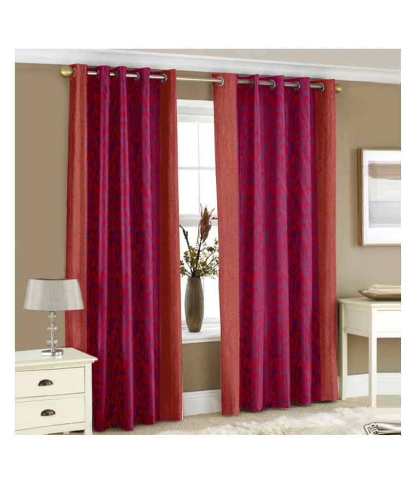 Story@Home - Multicolor Pack of 2 Polyester Window Curtain (3.5 ft X 5 ft)