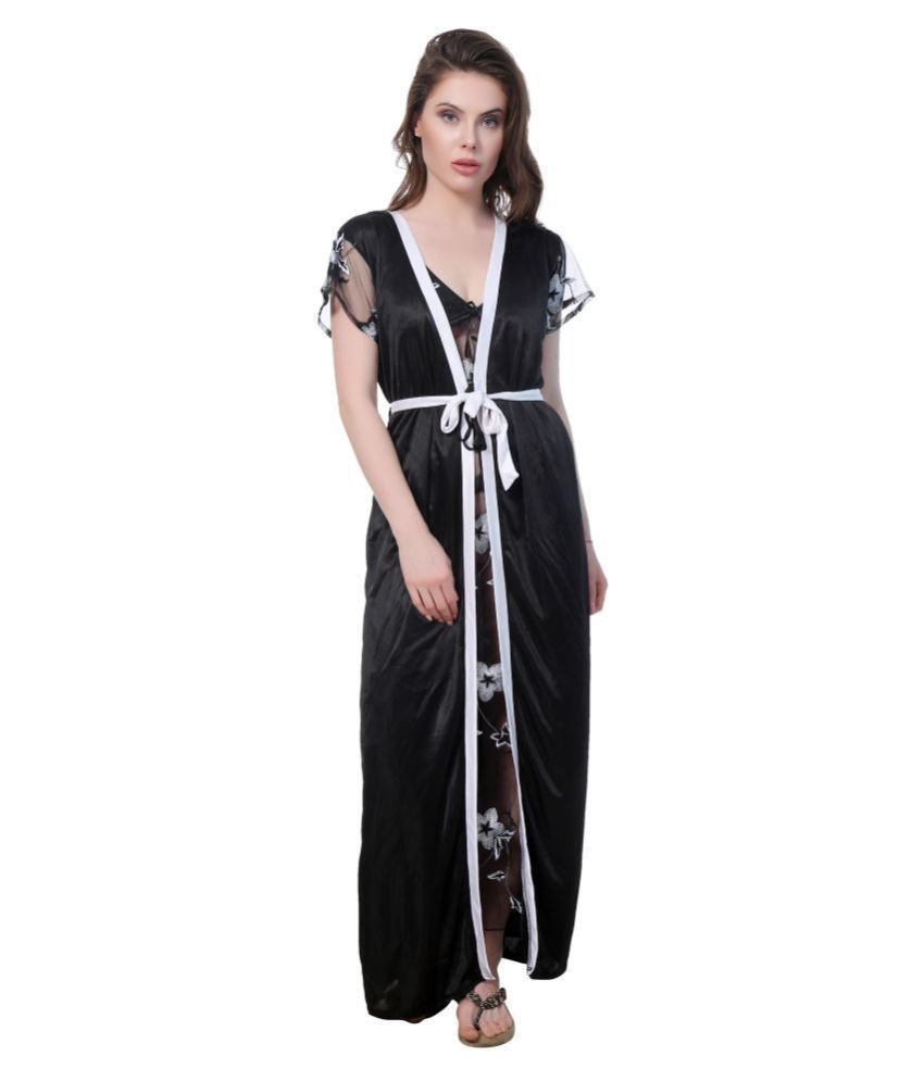 Buy LUXURA ESSENTIALS Satin Nighty Night Gowns Black Online At Best Prices In India Snapdeal