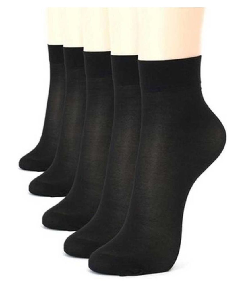     			Men & Women Solid Ankle Length Black Color Socks (Pack of 5)