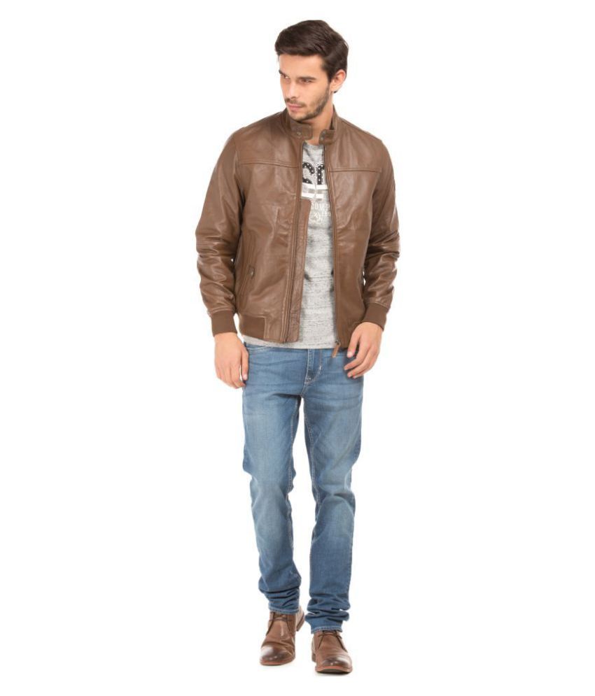 us polo brown leather jacket