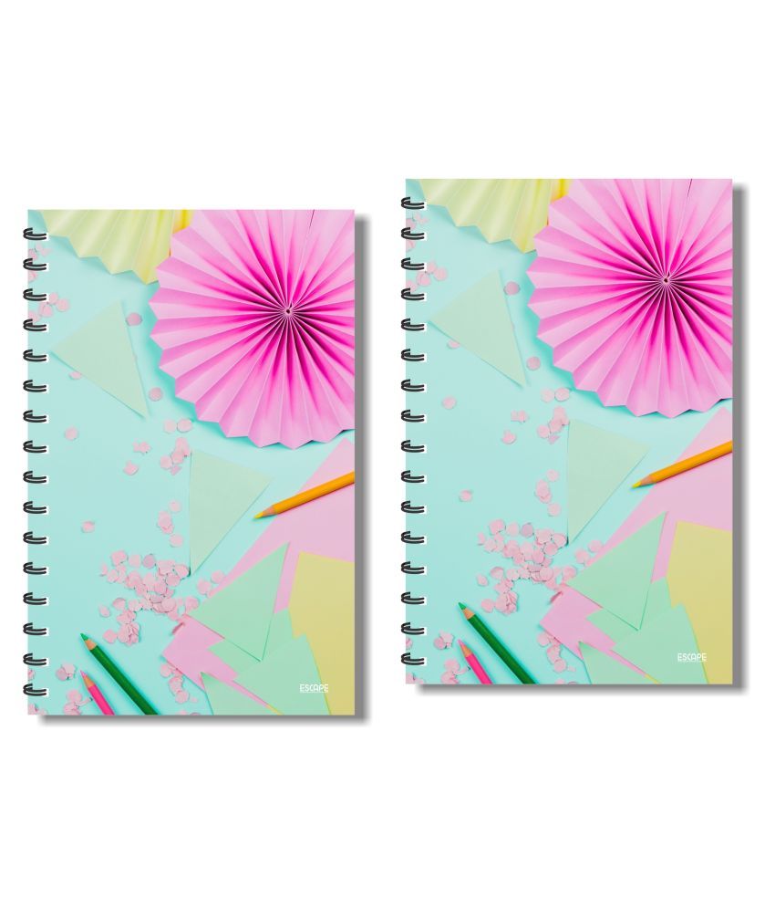     			ESCAPER Crafts Paper Pink Flower (Ruled) Designer Diary, Notebook, Notepad - Pack of 2 Diaries