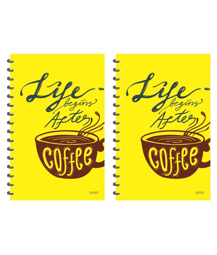     			ESCAPER Life Begin After Coffee Designer Diary, Designer Notebook, Notepad - Pack of 2 Diaries