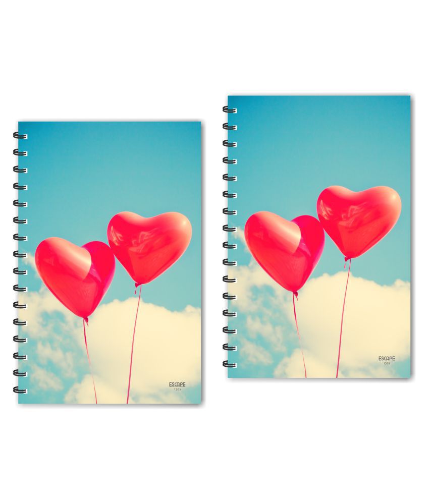     			ESCAPER Love Heart Balloons Diary (Ruled), Designer Diary, Journal, Notebook, Notepad - Pack of 2 Diaries