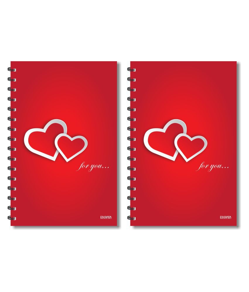     			ESCAPER Red Hearts For You Hello Designer Diary, Notebook, Notepad - Pack of 2 Diaries