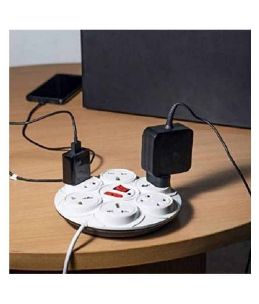 Extention Board 8+1 Round Extension Strip 6 Amp 8 Universal Multi Plug Point 4 Three pin and 4 Two pin sockets Extension Board 2 Yard with LED Ind