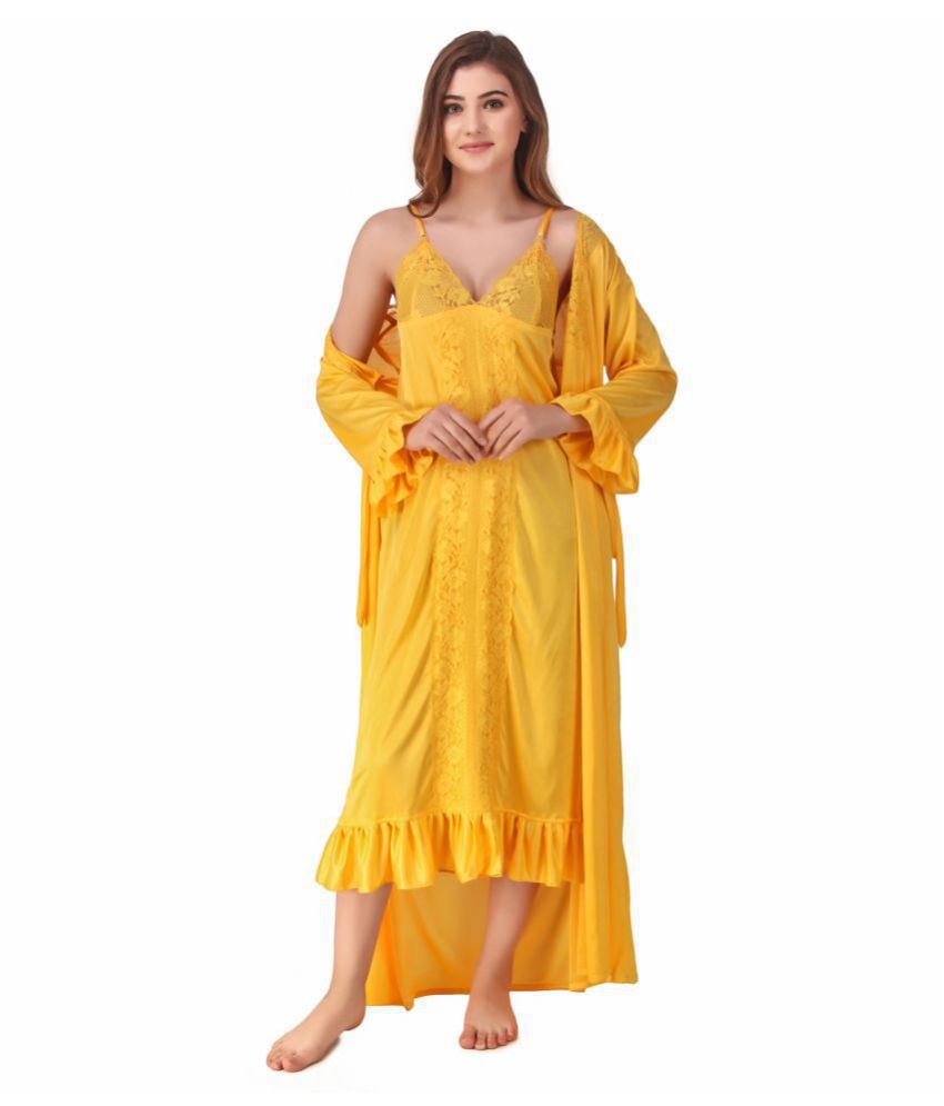     			Reposey Satin Nighty & Night Gowns - Yellow