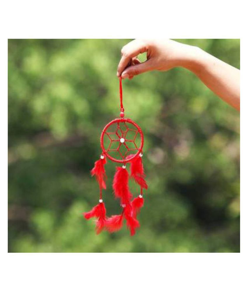     			new lucky Feather Red Dream Catcher - Pack of 1 ( 10 X 3 cms )