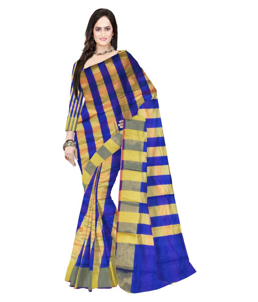 Rooptara Blue Cotton Silk Saree