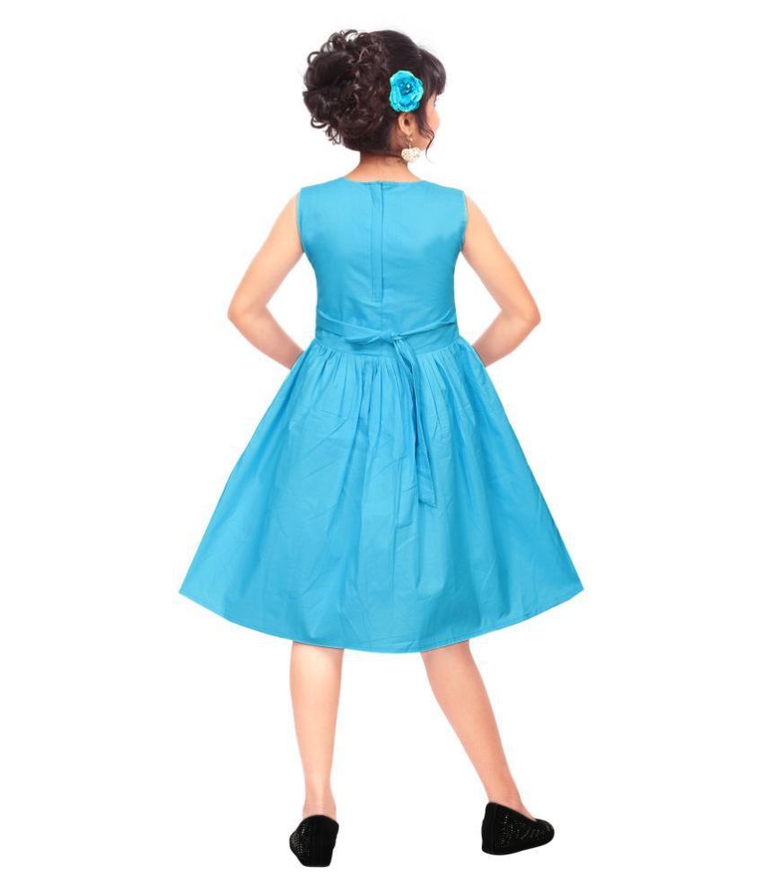 sky blue color long frock