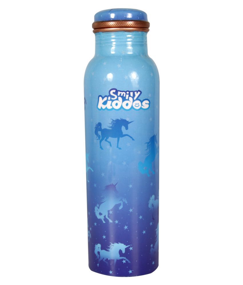 Smily Kiddos| Sparkle Unicorn Copper Water Bottle (Light Blue) | kids water bottle | school water bottle | water bottle for kids | copper water bottle