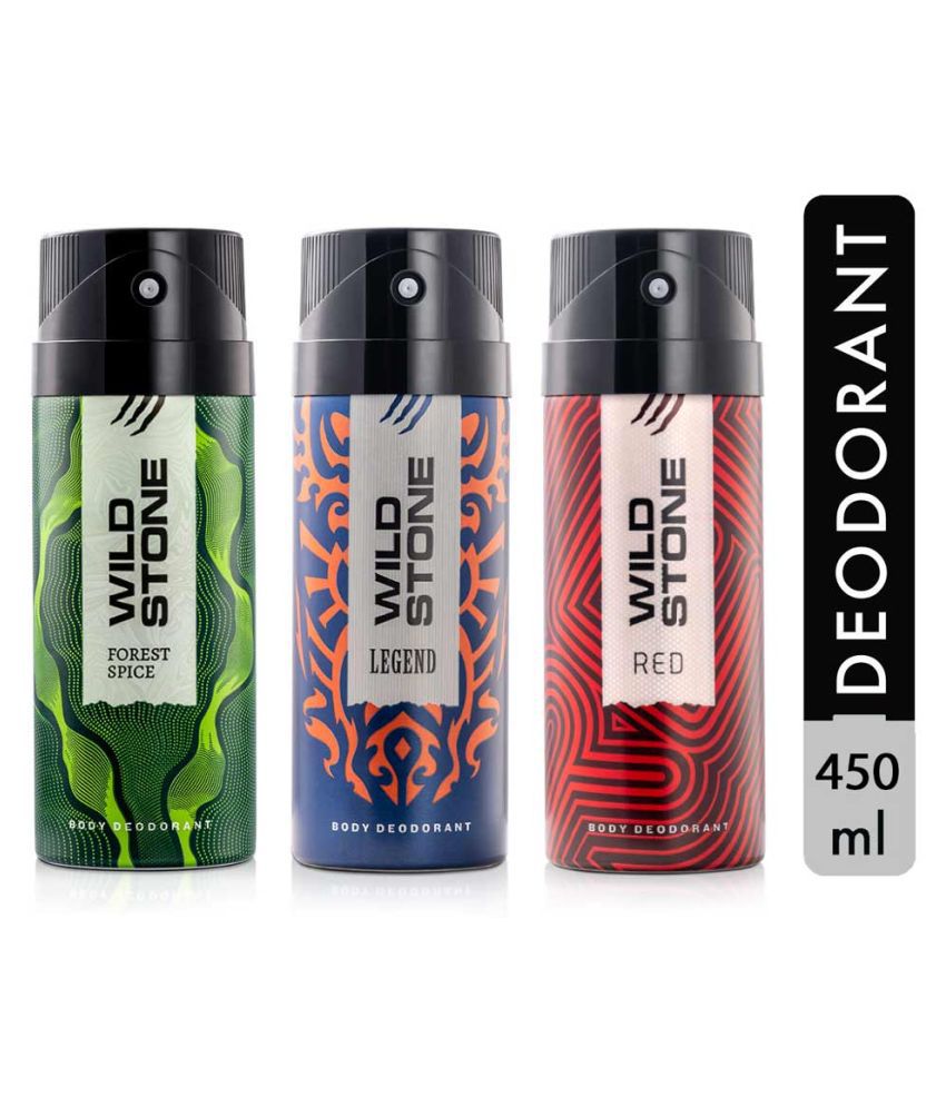     			Wild Stone Red & Legend & Forest Spice Deodorant Spray - For Men (450 ml, Pack of 3)