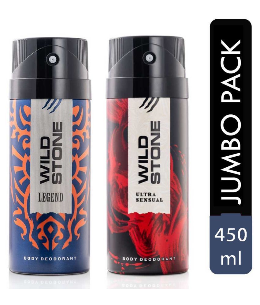     			Wild Stone Legend & Ultra Sensual Deodorant Spray - For Men (450 ml, Pack of 2)