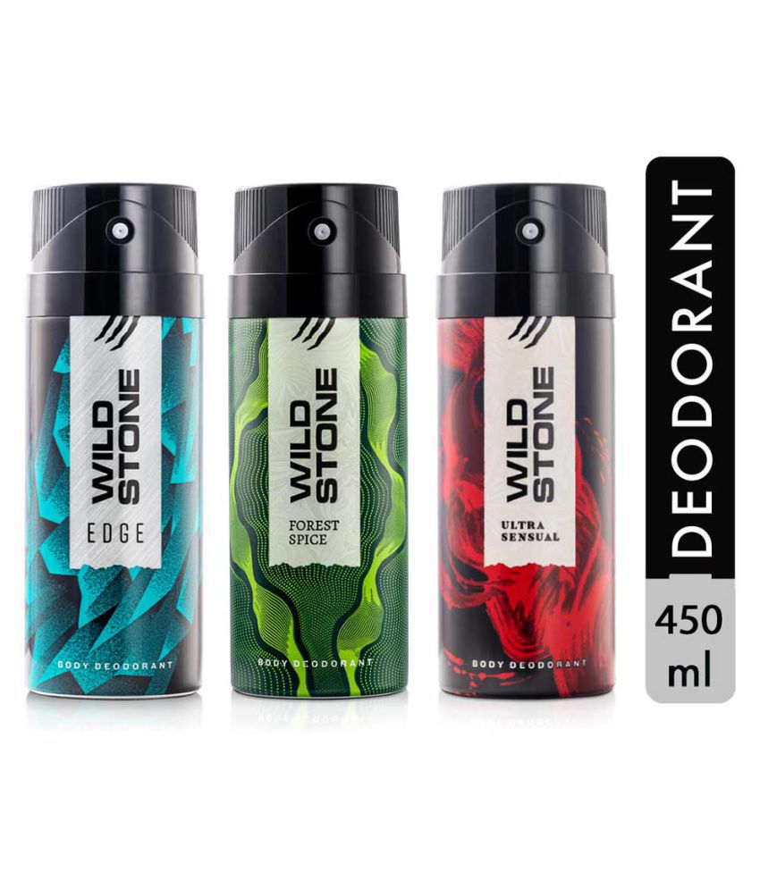     			Wild Stone Edge & Ultra Sensual & Forest Spice Deodorant Spray - For Men (450 ml, Pack of 3)