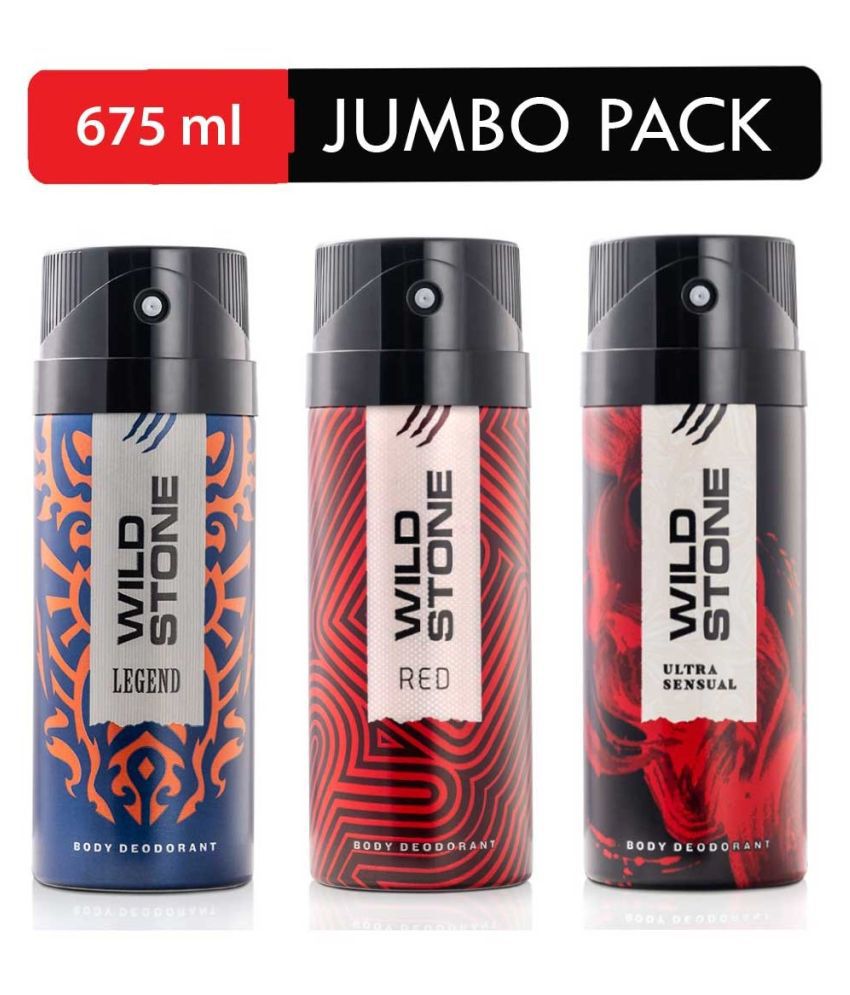     			Wild Stone Legend, Red & Ultra Sensual Deodorant Spray - For Men (675 ml, Pack of 3)