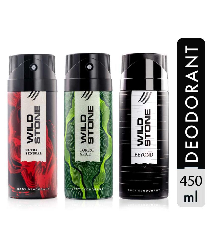     			Wild Stone Beyond, Forest Spice and Ultra Sensual Deodorant Combo for Men, Pack of 3 (150ml each)