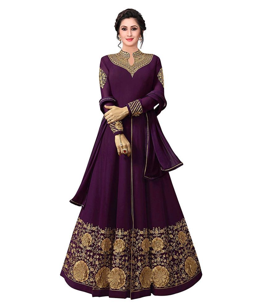 purple georgette gown