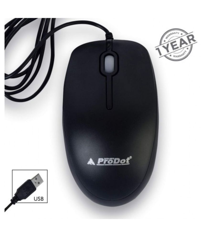 ProDot Comfy Black USB Wired Mouse