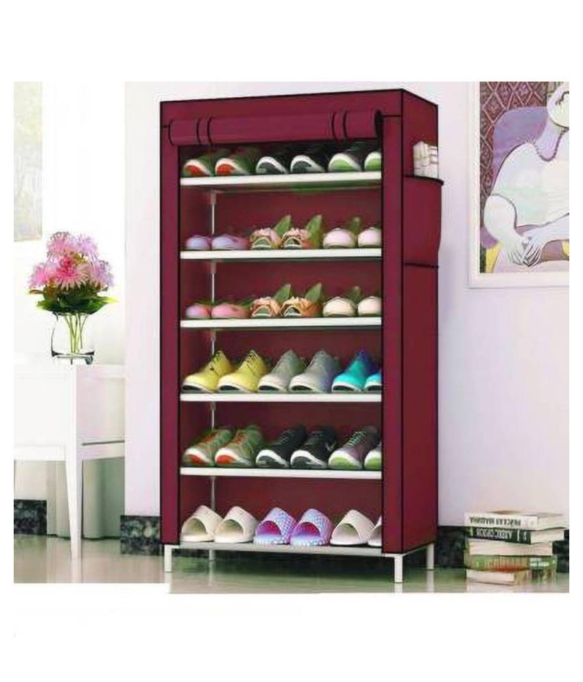 Coroid Multipurpose Portable Folding Shoes Rack 6 Tiers Multi Purpose Shoe Storage Organizer Cabinet Tower With Iron And Nonwoven Fabric With Zippered Dustproof Cover Maroon Buy Coroid Multipurpose Portable Folding Shoes Rack 6